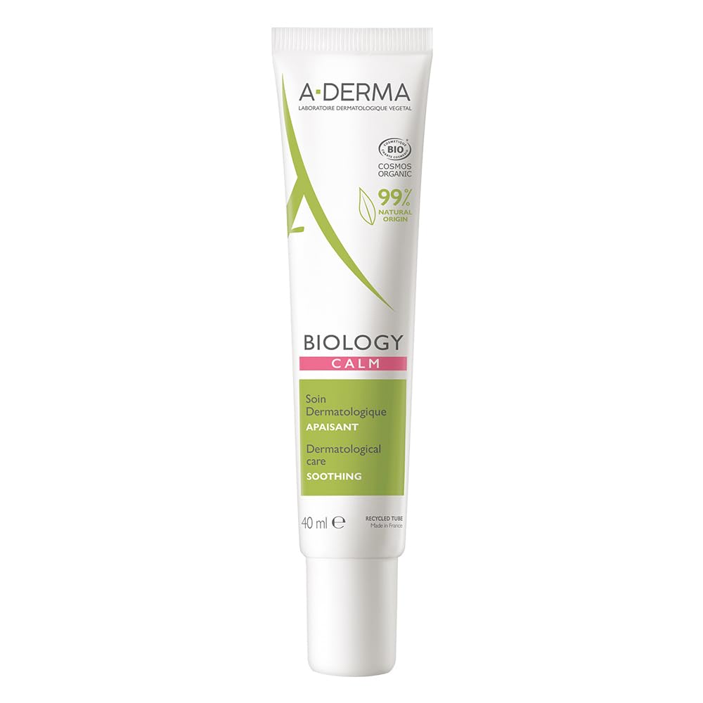 A-Derma Biology Soothing Dermatological Care, Fragrance-free Facial Moisturizer, hydrate, Rebalance and Immediately Soothe Reactive and Intolerant Skin - 40ml