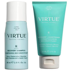 VIRTUE Recovery Sulfate Free Shampoo and Conditioner Set with Keratin and Baobab Seed Oil for Damaged Hair, Travel Size
