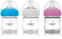 Umomy 6+ Months Baby Anti-Colic Bottles | Wide Neck Breast-Like Nipple | Medium Flow Silicone Teat | PP Infant Bottles for Breastfeeding | Toddler Bottle for 6 Months and Older (125ML, Blue)
