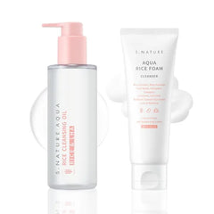S.NATURE Mild Cleanser Duo For Faicial Cleansing: Aqua Rice Cleansing Oil 200ml + Aqua Rice Foam Cleanser 160ml