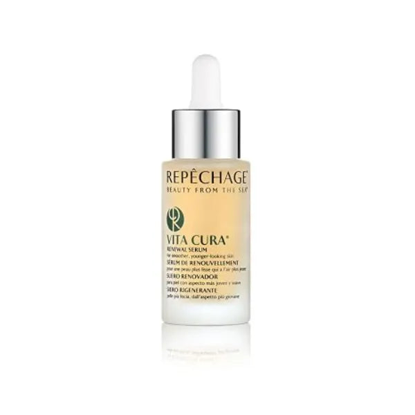 Repechage Vita Cura Renewal Serum Natural Anti Aging Face Moisturizer with Hyaluronic Acid, Marine Seaweed, Antioxidant EGCG, & Vitamin K to Brighten, Smooth and Even Tone for Men and Women 1 fl Oz