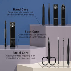 GraGra Manicure Set, Professional Manicure Pedicure Kit,10 in 1 Nail Clipper Set Kit Grooming Kit, Professional Mens Grooming Kits, Nail Care Tools with Luxurious Travel Leather Case