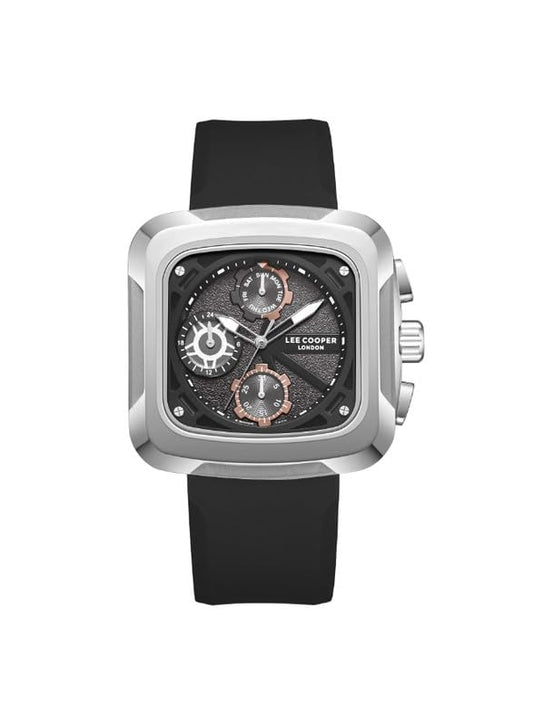 Lee Cooper Men's Watch, Multi Function Display and Silicone Strap - LC08012.361, Black