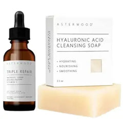 Asterwood Triple Repair Serum 1 oz + Hyaluronic Acid Cleansing Face Soap 3.5 oz
