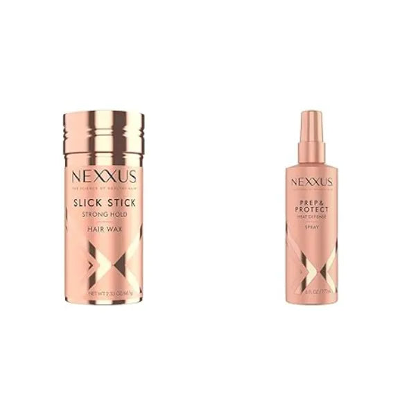 Nexxus Strong Hold Hair Wax 2.33 oz & Thermal Shield Spray Prep & Protect 6 oz Bundle