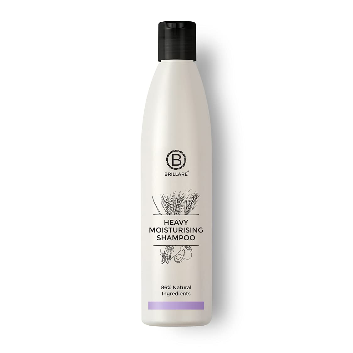BRILLARE Heavy Moisturising Shampoo, For Frizzy, Dry, Undernourished Hair, 300 ml, Wheat Germ & Avocado Fruit, 100% Vegan, Natural, Paraben-Free