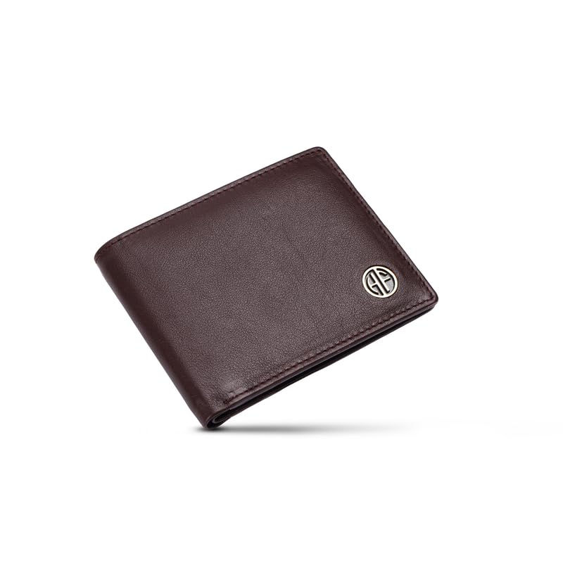 HAMMONDS FLYCATCHER Genuine Leather Wallet for Men, RFID Protected Leather Purse for Men, Money Purse for Men, Bi-Fold Wallet, 4 Card Slots, Coin Pocket, Hidden Pockets - Redwood Brown