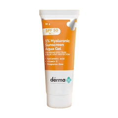 The Derma Co 1% Hyaluronic Sunscreen SPF 50 Aqua Gel, PA++++, Lightweight, No white-cast for Broad Spectrum & Blue Light Protection for Oily, Dry, Acne-prone Skin - 30g