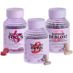 Lemme Burn, Debloat & Focus Bundle | Metabolism & Fat Burning + Bloating & Gas Relief Capsules + Focus & Brain Health Gummies | Gluten-Free, Non-GMO | 60 Count Capsules & 50 Count Gummies