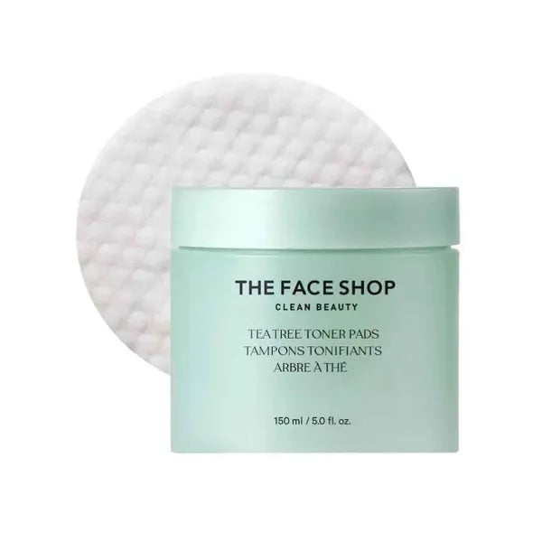 The Face Shop Tea Tree Toner Pads - Improve Uneven Skin Tone, Pore Minimizer - Exfoliating Dual Sided Toner Pad - AHA, BHA, PHA, Hyaluronic Acid - Cotton Facial Pad - Korean Toner