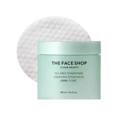 The Face Shop Tea Tree Toner Pads - Improve Uneven Skin Tone, Pore Minimizer - Exfoliating Dual Sided Toner Pad - AHA, BHA, PHA, Hyaluronic Acid - Cotton Facial Pad - Korean Toner
