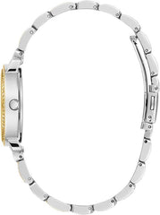 GUESS Women's 30mm Watch - Two-Tone Bracelet White Dial Two-Tone Case