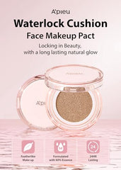 A'PIEU Waterlock Cushion Foundation No.23 - Natural Beige, Semi-Matte, Natural Coverage, Moisturizing, Paraben-Free