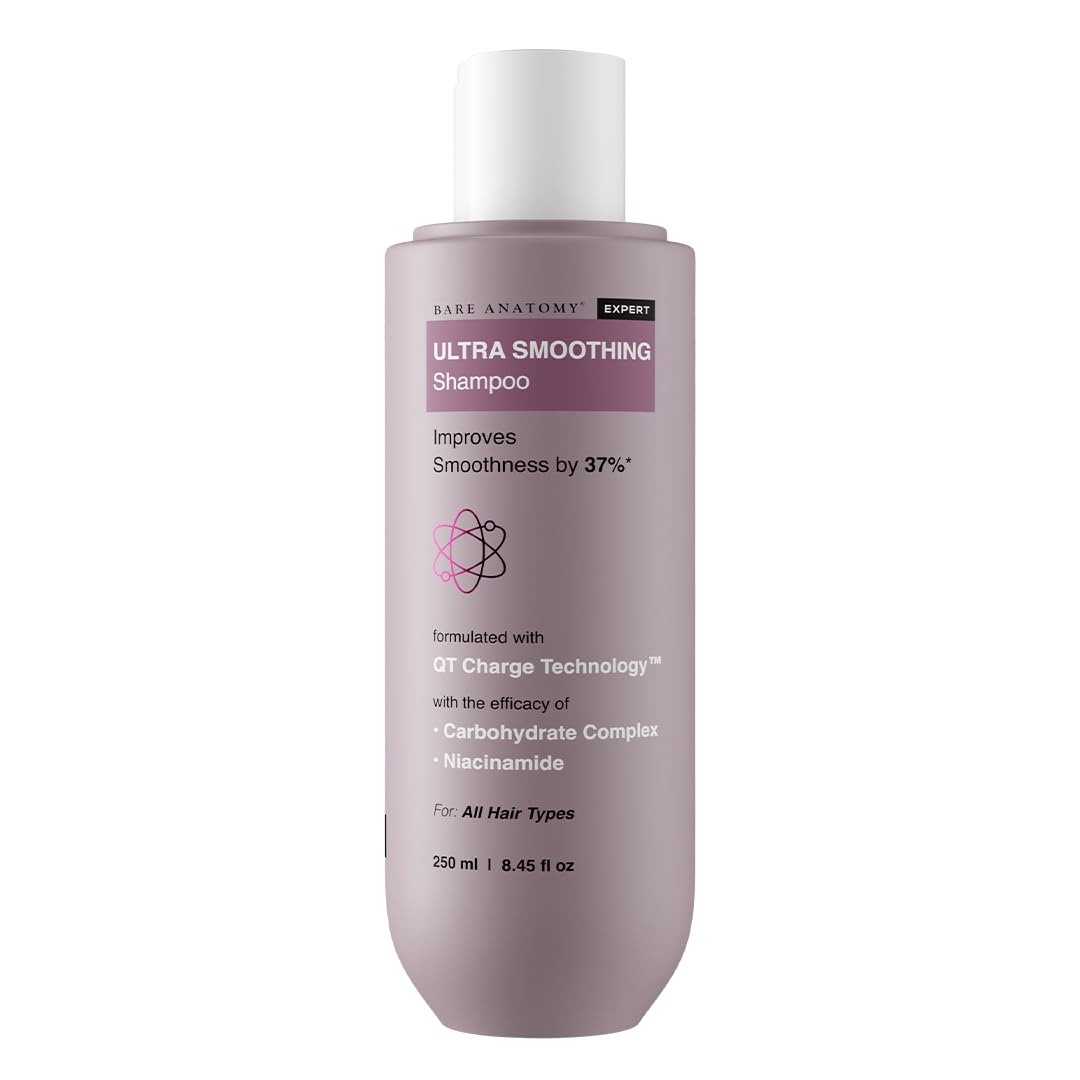 Bare Anatomy Ultra Smoothing Hair Shampoo | Restores Smoothing & Texture by 27% | Dry & Frizzy Hair | Powered By Carbohydrate Complex & Niacinamide | Paraben & Sulfate Free | For Women & Men | 250ml