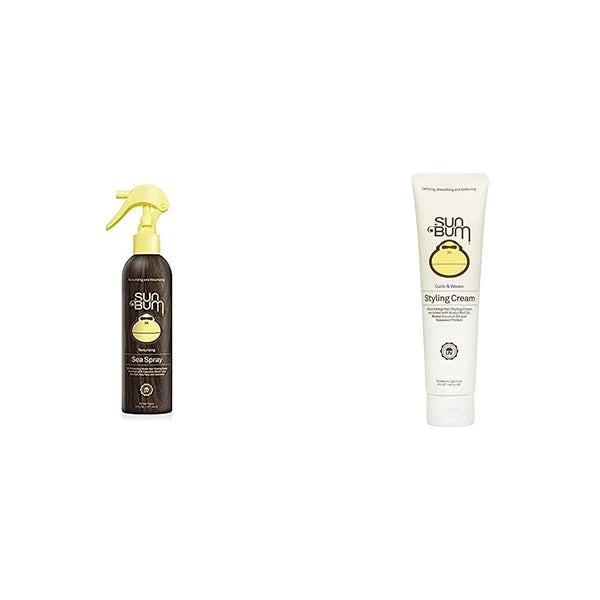 Sun Bum Sea Spray|Texturizing and Volumizing Sea Salt Spray | UV Protection With a Matte Finish & Curls & Waves Styling Cream | Vegan and Cruelty Free Moisturizing Hair Treatment