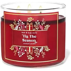 Bath & Body Works White Barn 3-Wick Candle w/Essential Oils - 14.5 oz - 2021 Christmas Scents! (Tis The Season)