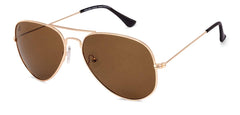 Vincent Chase Eyewear By Lenskart | Full Rim Aviator Branded Latest and Stylish Sunglasses | Polarized and 100% UV Protected | Men & Women | Medium | VC 5158/P-Pack of 1 | Golden Frame / Brown Lens