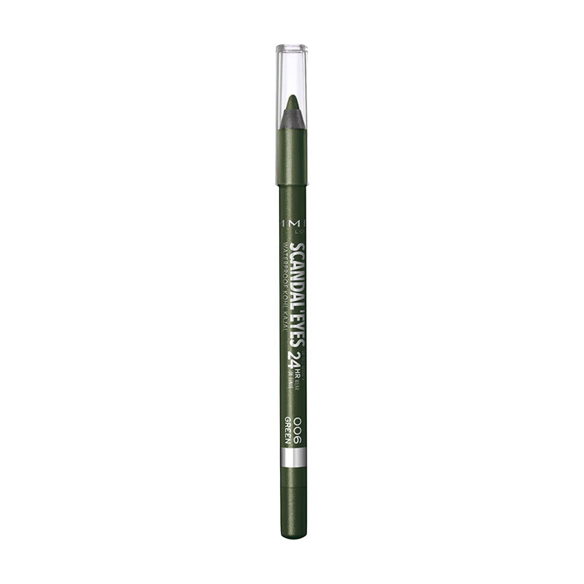 Rimmel London Scandaleyes Waterproof Kohl Kajal Pencil, Deep Green with Shimmer - 06 Green, 1.3 g (0.04 oz)