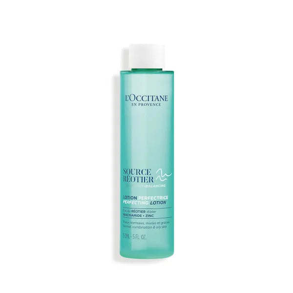 L'OCCITANE Source Reotier Perfecting Lotion: Balance & Tone Skin with Hyaluronic Acid, Remove Excess Sebum, 5 Fl. Oz