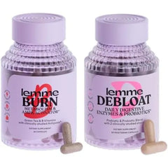 Lemme Burn & Debloat Capsule Bundle - Metabolism & Fat Burning + Debloat Capsules for Bloating & Gas Relief, Probiotics & Prebiotics - Gluten Free, Non-GMO - 60 Ct. Each