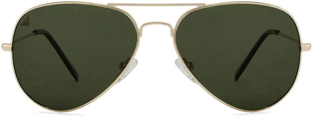 Vincent Chase Eyewear By Lenskart | Full Rim Aviator Branded Latest and Stylish Sunglasses | Polarized and 100% UV Protected | Men & Women | Medium | VC 5158/P-Pack of 1 | Golden Frame / Green Lens