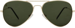 Vincent Chase Eyewear By Lenskart | Full Rim Aviator Branded Latest and Stylish Sunglasses | Polarized and 100% UV Protected | Men & Women | Medium | VC 5158/P-Pack of 1 | Golden Frame / Green Lens