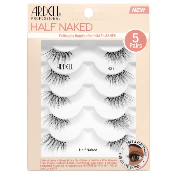 Ardell Naked Half Lashes 434 - Delicately Handcrafted Cat Eye False Eyelashes, 5-Pairs, 1-Pack
