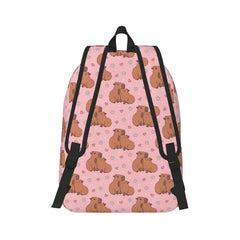 Giroia Heart Capybara for Canvas Backpack for Men and Women Lightweight College Back Pack with Laptop Compartmen