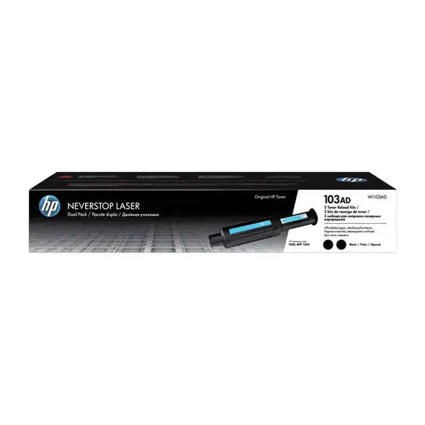 HP 103AD Dual Pack Original Neverstop Laser Toner Reload Kit (W1103AD) - Black