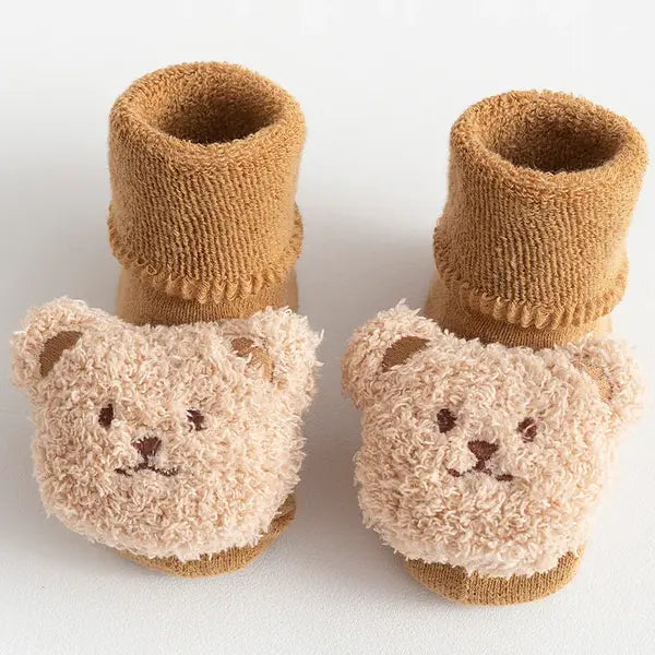 PATPAT Baby/toddler likes Cute doll terry thick mid-tube non-slip toddler socks Cofee