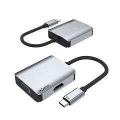 Mowsil USB Type C to VGA+HDMI Adaptor, USB C (Thunderbolt 3) to HDMI Converter Adaptor
