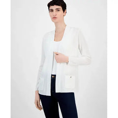 Anne Klein Womens Malibu Fine Rib Open Front Cardigan, Stylish Lightweight Layering Piece