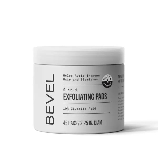 Bevel 10% Glycolic Acid Toner Pads for Face, Helps Remove Dead Skin Cells and Reduce Ingrown Hairs for Even Skin Tone and Texture, 45 Count