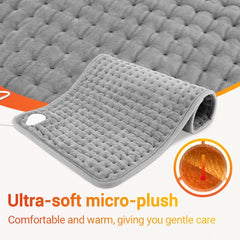 Dearbeauty Electric Heating Pad – 12'' x 24'' Weighted Heat Massaging Pad, 10 Heat Settings, 3 Timer Options, Auto Shut-Off - Light / Gray