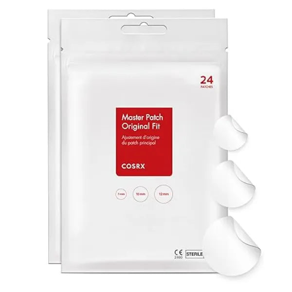 COSRX Acne Pimple Patch Absorbing Hydrocolloid Original 3 Size Patches for Blemishes and Zits Cover, Spot Stickers for Face and Body.