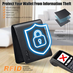 Miroddi Genuine Leather Wallet with Smart Tracker - Minimalist RFID Blocking for Men & Boys