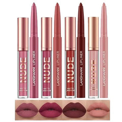 LANGMANNI Matte Lipstick with Lipliners Durable Makeup Set,Long Lasting Non Stick Cup Not Fade Waterproof Pigmented Velvet Lipgloss Kit Beauty Cosmetics Makeup Gift for Women