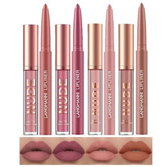LANGMANNI Matte Lipstick with Lipliners Durable Makeup Set,Long Lasting Non Stick Cup Not Fade Waterproof Pigmented Velvet Lipgloss Kit Beauty Cosmetics Makeup Gift for Women