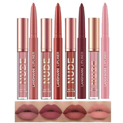 LANGMANNI Matte Lipstick with Lipliners Durable Makeup Set,Long Lasting Non Stick Cup Not Fade Waterproof Pigmented Velvet Lipgloss Kit Beauty Cosmetics Makeup Gift for Women