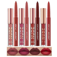 LANGMANNI Matte Lipstick with Lipliners Durable Makeup Set,Long Lasting Non Stick Cup Not Fade Waterproof Pigmented Velvet Lipgloss Kit Beauty Cosmetics Makeup Gift for Women