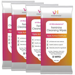 vH Essentials Feminine Cleansing Wipes, pH Balanced, 32 Wipes pH balanced wipes with tea tree, aloe & witch hazel block odor for vaginal & perianal care. Alcohol & fragrance free.