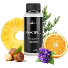 AROMELY Peaceful Essential Diffuser Oil Blend - Signature Diffuser Aroma Scent - Luxurious Fragrance with Notes of Pineapple, Green Leaves, Oranges, Papaya, Lemon, Cardamom, Amber and Musk