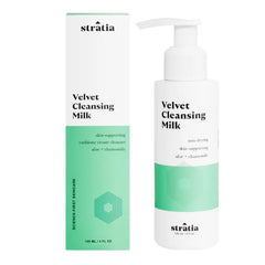 Stratia Velvet Cleansing Milk - Gentle Cream Face Cleanser, Moisturizing & Non-Foaming with Chamomile, Olive Oil & Aloe Vera