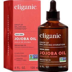 Cliganic Non-GMO Jojoba Oil for Skin, Hair & Face – 100% Pure Natural Cold-Pressed Unrefined, Hexane-Free – 2oz, 4oz & 8oz