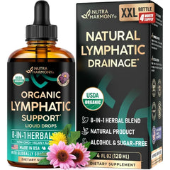 NUTRAHARMONY Lymphatic Drainage Drops USDA Organic Lymphatic Supplements