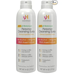 vH Essentials Personal Cleansing Spray, pH Balanced, 4 fl oz Lactic Acid, Peppermint, Witch Hazel Formula, StingFree, Fragrance Free, Paraben Free, Sprays Upside Down