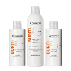 Kerazon Professional Brazilian Keratin Treatment Buriti Liss – Complete Hair Smoothing & Straightening Kit with Clarifying Shampoo, Intensive Hair Mask & 1L Keratin Treatment