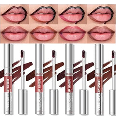 BANGFENG 4Pcs Peel Off Lip Liner Stain Set Long Lasting, Smudge Proof, Waterproof Nude Matte Lip Tint, Non Fading Peel Off Lip Color, Effortless Precision & Full Coverage, 24H Color Hold