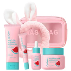 QUIYUM Watermelon & Niacinamide Skin Care Set for Teens & Women, Hydrating Glow Up Facial Routine Gift Kit