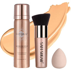 Lezero Airbrush Foundation Spray Makeup Set – Full Coverage Liquid Foundation Mist, Matte Finish, Color Correcting Concealer, Includes Brush & Sponge